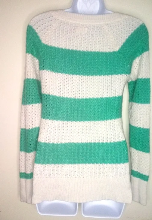 SO green and white striped knit sweater - Picture 6 of 14